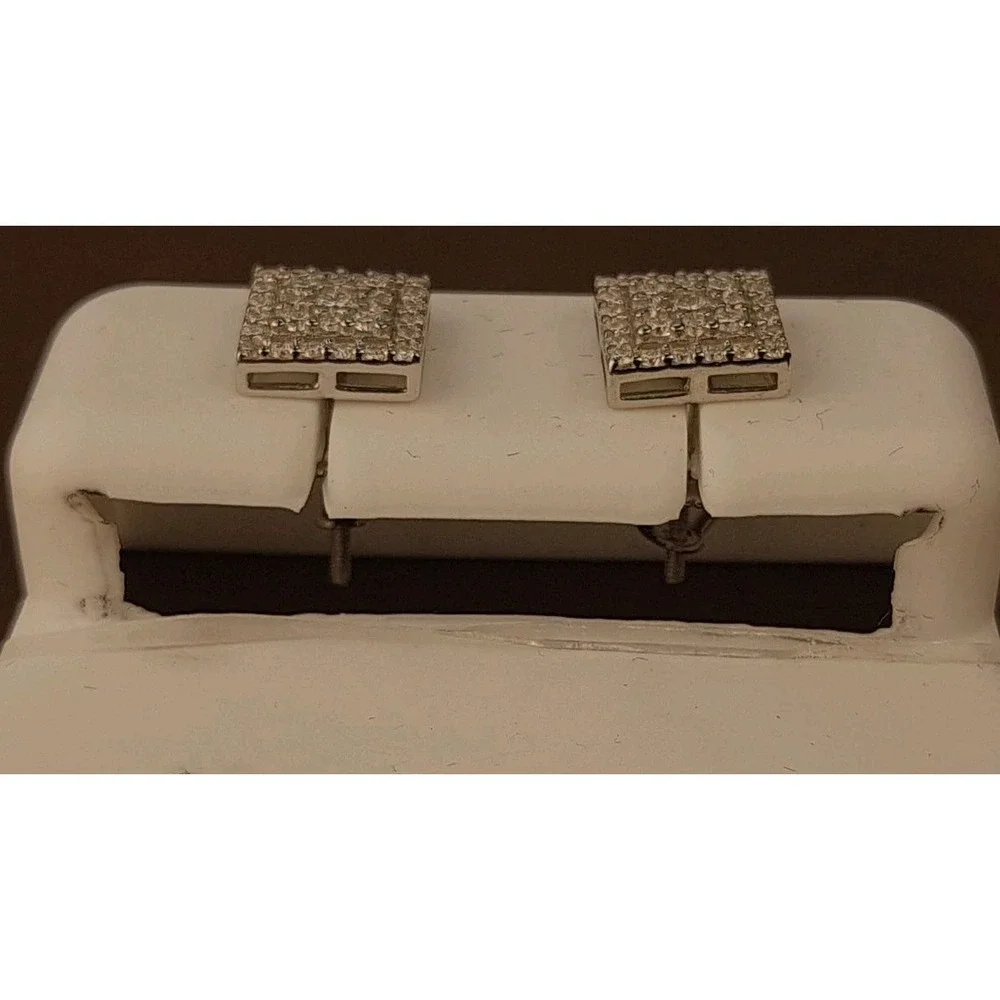 Moissanite 925 Square Pave Set‎ Stud Earrings 1.0CT VVS D 114556 ZE0530